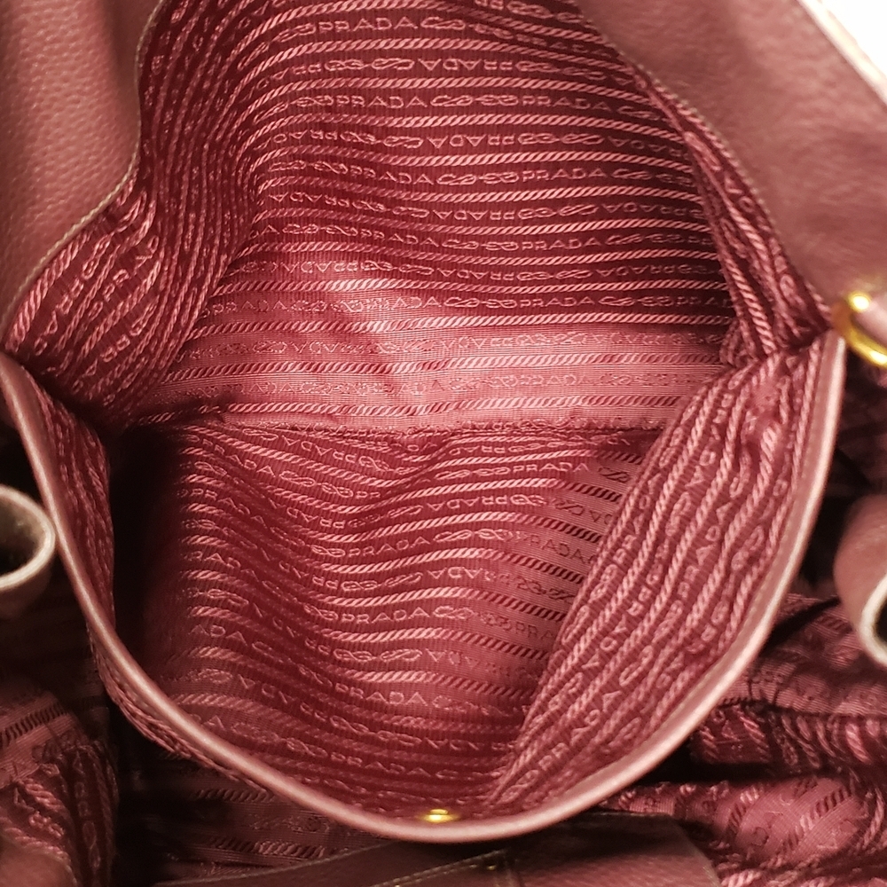 Authentic Prada Vitello Daino Leather Tote Burgundy Large Shoulder Bag - Picture 13 of 16